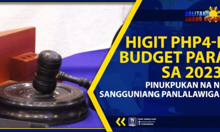 HIGIT PHP4-B BUDGET PARA SA 2023, PINUKPUKAN NA NG SANGGUNIANG PANLALAWIGAN