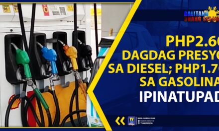 PHP2.60 DAGDAG PRESYO SA DIESEL; PHP 1.70 SA GASOLINA, IPINATUPAD