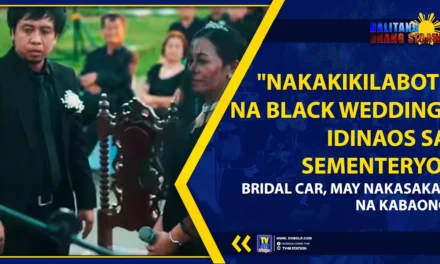 “NAKAKIKILABOT” NA BLACK WEDDING, IDINAOS SA SEMENTERYO; BRIDAL CAR, MAY NAKASAKAY NA KABAONG