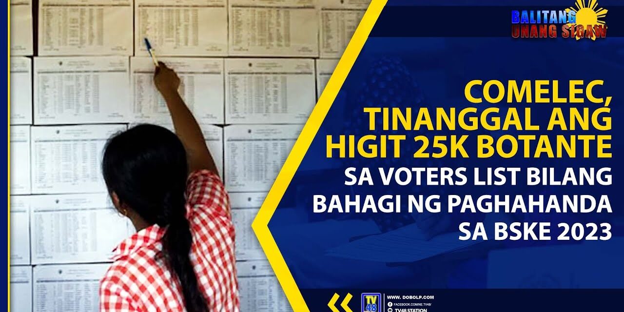 COMELEC, TINANGGAL ANG HIGIT 25K BOTANTE SA VOTERS LIST BILANG BAHAGI NG PAGHAHANDA SA BSKE 2023