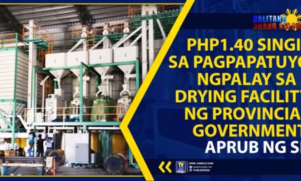 PHP1.40 SINGIL SA PAGPAPATUYO NG PALAY SA 2 DRYING FACILITY NG PROVINCIAL GOVERNMENT, APRUB NG SP