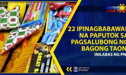 22 IPINAGBABAWAL NA PAPUTOK SA PAGSALUBONG NG BAGONG TAON, INILABAS NG PNP