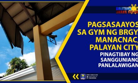 PAGSASAAYOS SA GYM NG BRGY. MANACNAC, PALAYAN CITY, PINAGTIBAY NG SANGGUNIANG PANLALAWIGAN