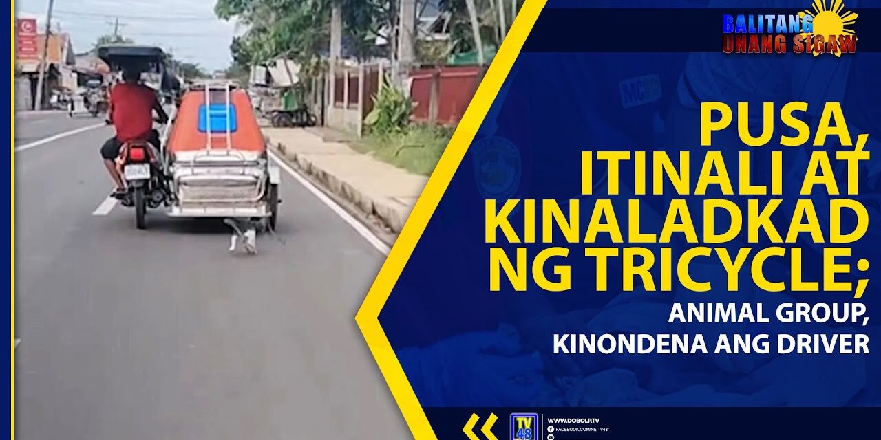PUSA, ITINALI AT KINALADKAD NG TRICYCLE; ANIMAL GROUP, KINONDENA ANG DRIVER
