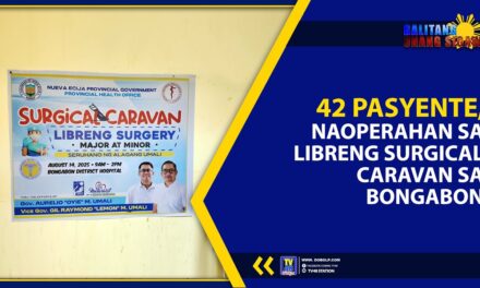 42 PASYENTE, NAOPERAHAN SA LIBRENG SURGICAL CARAVAN SA BONGABON