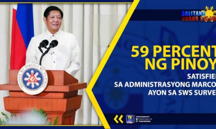 59 PERCENT NG PINOY, SATISFIED SA ADMINISTRASYONG MARCOS AYON SA SWS SURVEY
