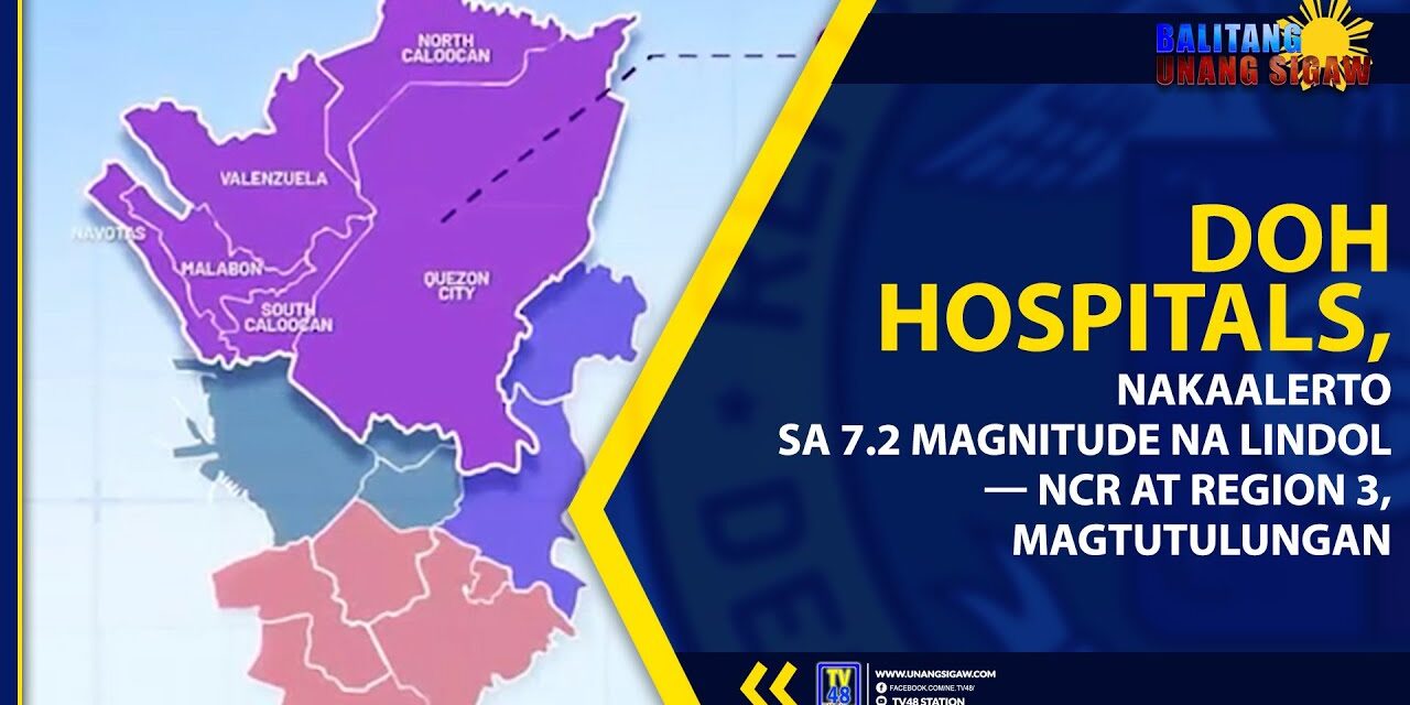 DOH HOSPITALS, NAKAALERTO SA 7.2 MAGNITUDE NA LINDOL — NCR AT REGION 3, MAGTUTULUNGAN