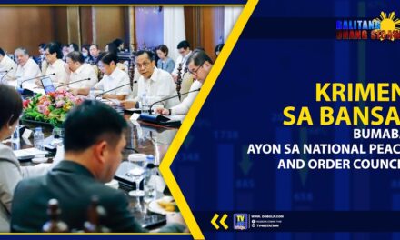 KRIMEN SA BANSA, BUMABA AYON SA NATIONAL PEACE AND ORDER COUNCIL