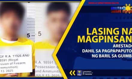 LASING NA MAGPINSAN, ARESTADO DAHIL SA PAGPAPAPUTOK NG BARIL SA GUIMBA