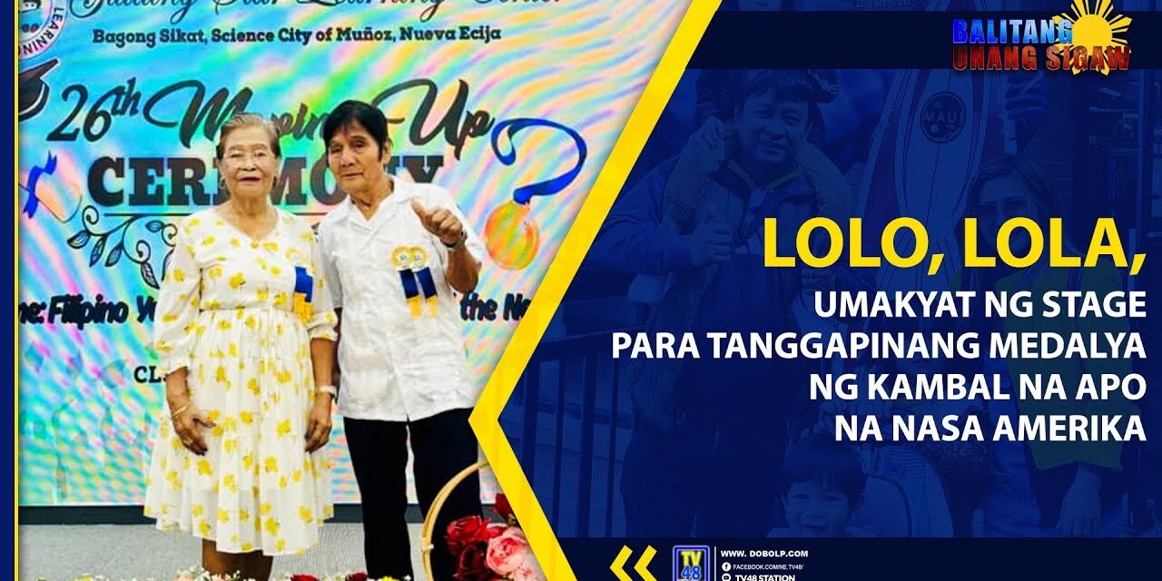 LOLO, LOLA, UMAKYAT NG STAGE PARA TANGGAPIN ANG MEDALYA NG KAMBAL NA APO NA NASA AMERIKA