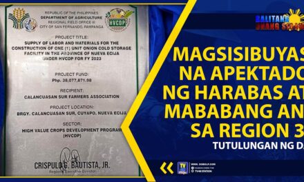 MAGSISIBUYAS NA APEKTADO NG HARABAS AT MABABANG ANI SA REGION 3, TUTULUNGAN NG DA