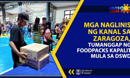 MGA NAGLINIS NG KANAL SA ZARAGOZA, TUMANGGAP NG FOODPACKS KAPALIT MULA SA DSWD