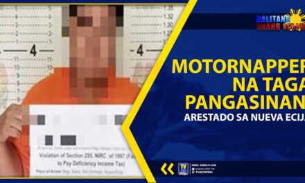 MOTORNAPPER NA TAGA PANGASINAN, ARESTADO SA NUEVA ECIJA