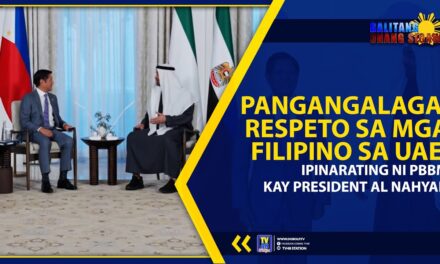 PANGANGALAGA, RESPETO SA MGA FILIPINO SA UAE, IPINARATING NI PBBM KAY PRESIDENT AL NAHYAN