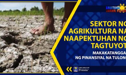 SEKTOR NG AGRIKULTURA NA NAAPEKTUHAN NG TAGTUYOT, MAKAKATANGGAP NG PINANSIYAL NA TULONG