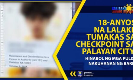 18-ANYOS NA LALAKI, TUMAKAS SA CHECKPOINT SA PALAYAN CITY, HINABOL NG MGA PULIS, NAKUHANAN NG BARIL