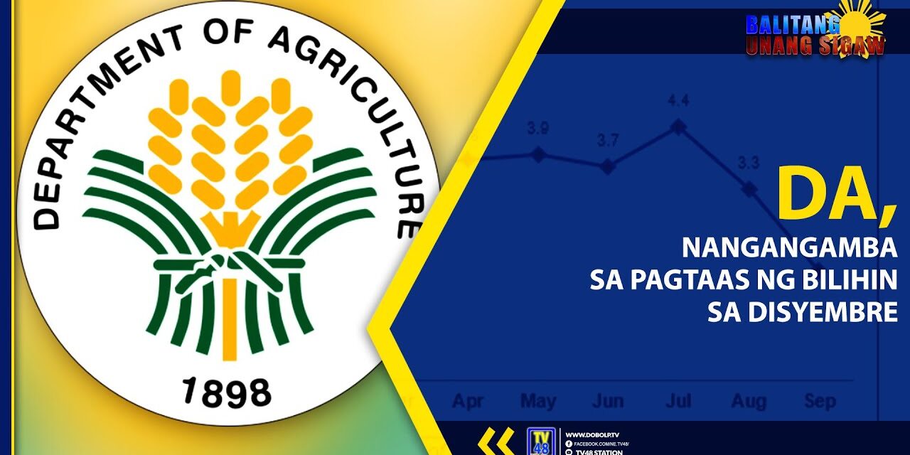 DA, NANGANGAMBA SA PAGTAAS NG BILIHIN SA DISYEMBRE