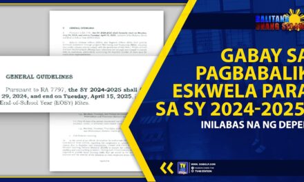 GABAY SA PAGBABALIK ESKWELA PARA SA SY 2024-2025, INILABAS NA NG DEPED