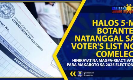 HALOS 5-M BOTANTE, NATANGGAL SA VOTER’S LIST NG COMELEC, HINIKAYAT NA MAGPA-REACTIVATE PARA MAKABOTO SA 2025 ELECTIONS