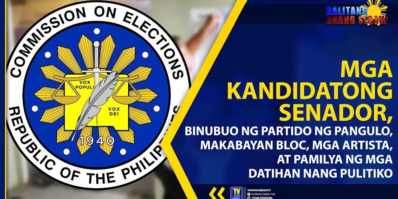MGA KANDIDATONG SENADOR, BINUBUO NG PARTIDO NG PANGULO, MAKABAYAN BLOC, MGA ARTISTA
