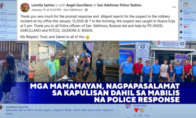 Mga Mamamayan, Nagpapasalamat sa Kapulisan Dahil sa Mabilis na Police Response