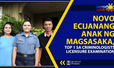 NOVO ECIJANANG ANAK NG MAGSASAKA, GURO, TOP 1 SA CRIMINOLOGISTS LICENSURE EXAMINATION