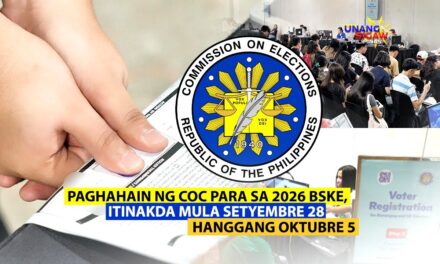 PAGHAHAIN NG COC PARA SA 2026 BSKE, ITINAKDA MULA SETYEMBRE 28 HANGGANG OKTUBRE 5
