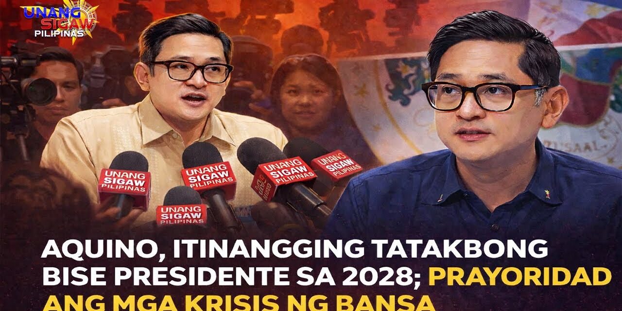 AQUINO, ITINANGGING TATAKBONG BISE PRESIDENTE SA 2028; PRAYORIDAD ANG MGA KRISIS NG BANSA