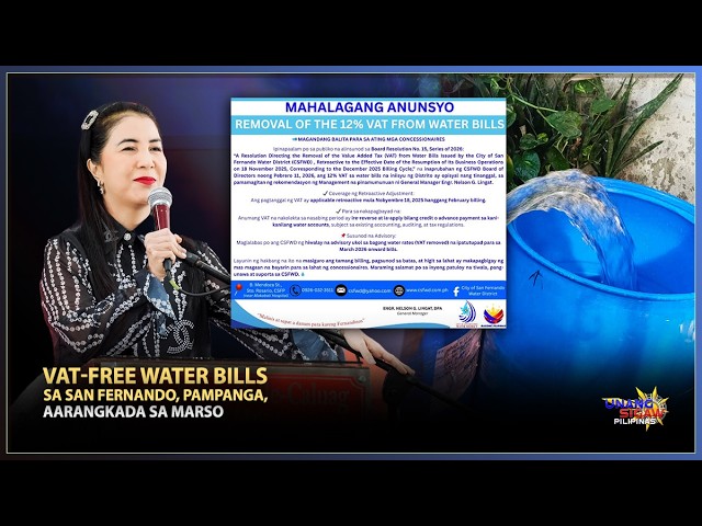 VAT-FREE WATER BILLS SA SAN FERNANDO, PAMPANGA, AARANGKADA SA MARSO