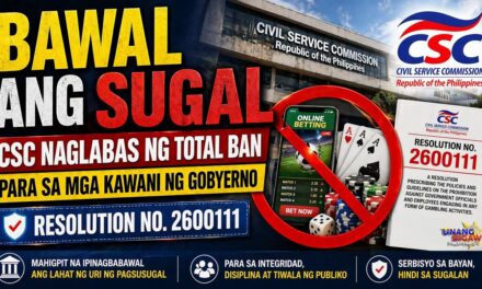 BAWAL ANG SUGAL: CSC NAGLABAS NG TOTAL BAN PARA SA MGA KAWANI NG GOBYERNO