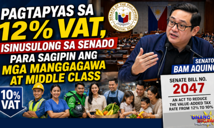 PAGTAPYAS SA 12% VAT, ISINUSULONG SA SENADO PARA SAGIPIN ANG MGA MANGGAGAWA AT MIDDLE CLASS