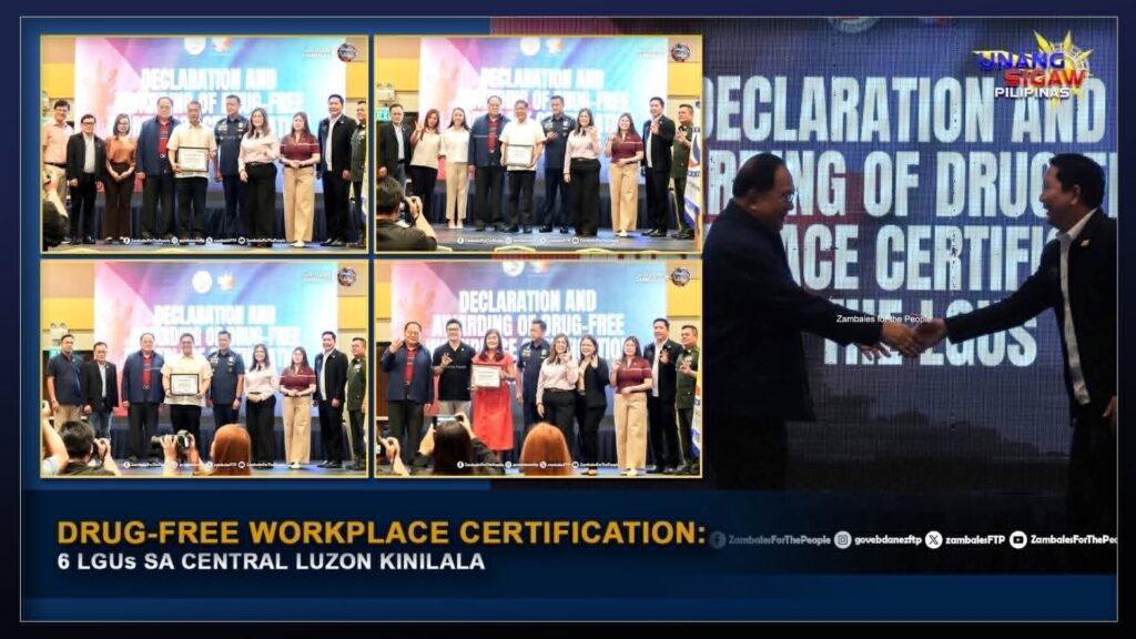DRUG-FREE WORKPLACE CERTIFICATION: 6 LGUs SA CENTRAL LUZON KINILALA