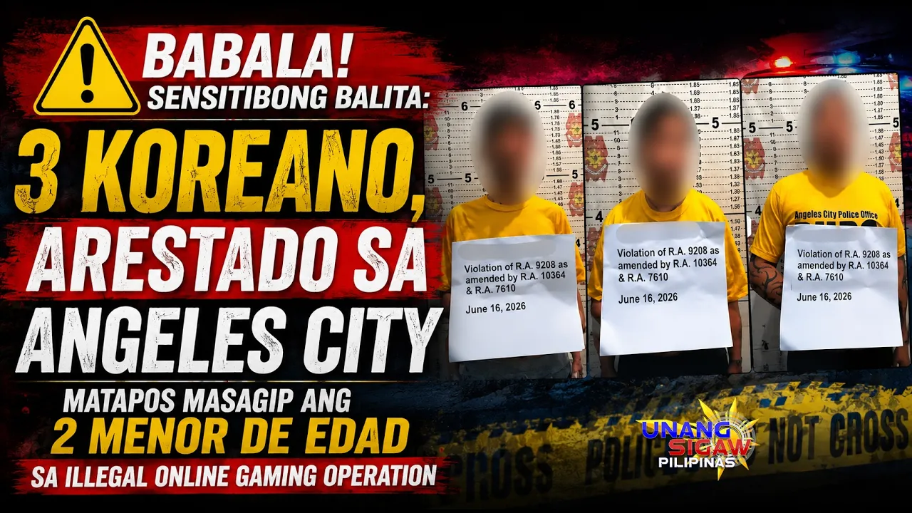 3 KOREANO, ARESTADO SA ANGELES CITY MATAPOS MASAGIP ANG 2 MENOR DE EDAD SA ILLEGAL ONLINE GAMING OPERATION