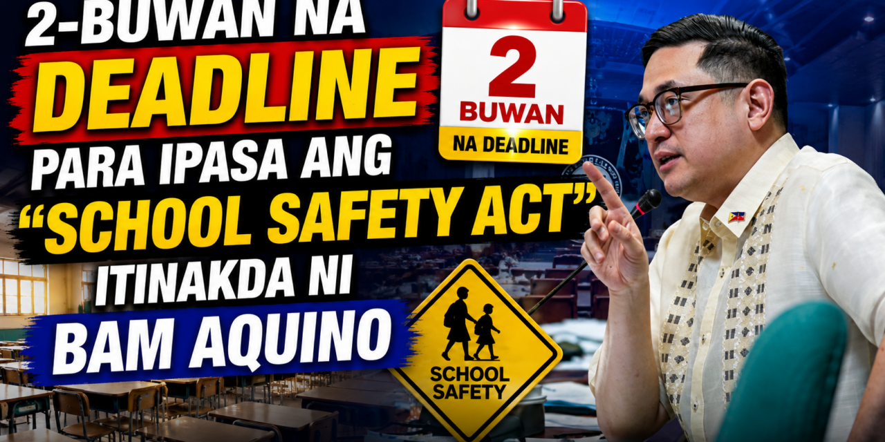 2-BUWAN NA DEADLINE PARA IPASA ANG “SCHOOL SAFETY ACT”, ITINAKDA NI BAM AQUINO