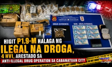 HIGIT P1.9-M HALAGA NG ILEGAL NA DROGA, 4 HVI, ARESTADO SA ANTI-ILLEGAL DRUG OPERATION SA CABANATUAN CITY