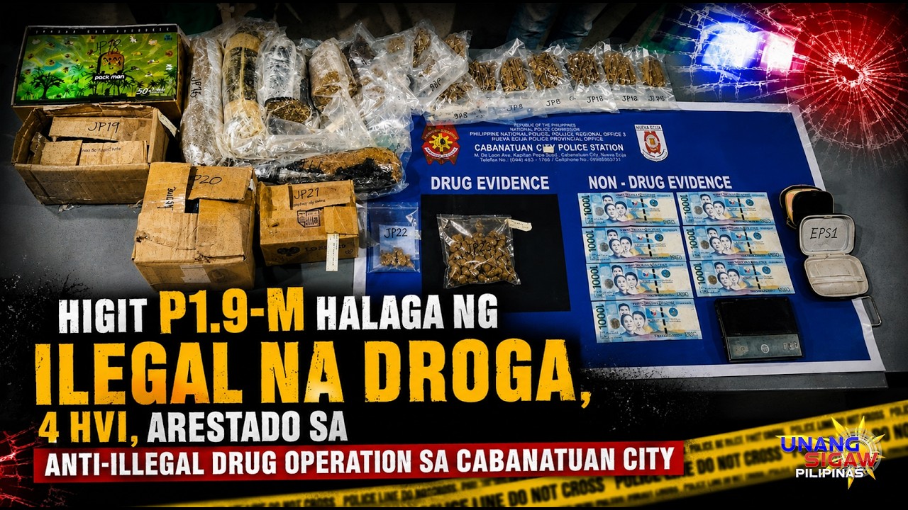 HIGIT P1.9-M HALAGA NG ILEGAL NA DROGA, 4 HVI, ARESTADO SA ANTI-ILLEGAL DRUG OPERATION SA CABANATUAN CITY