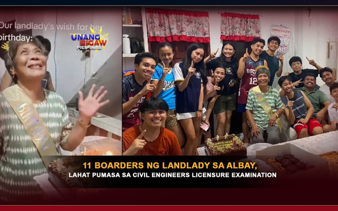 11 BOARDERS NG LANDLADY SA ALBAY, LAHAT PUMASA SA CIVIL ENGINEERS LICENSURE EXAMINATION
